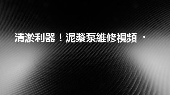 清淤利器！泥漿泵維修視頻，教你輕松解決淤塞難題！